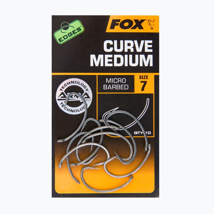 Fox Edges cârlige pentru crap Armapoint Curve Shank Medium grey CHK203 2