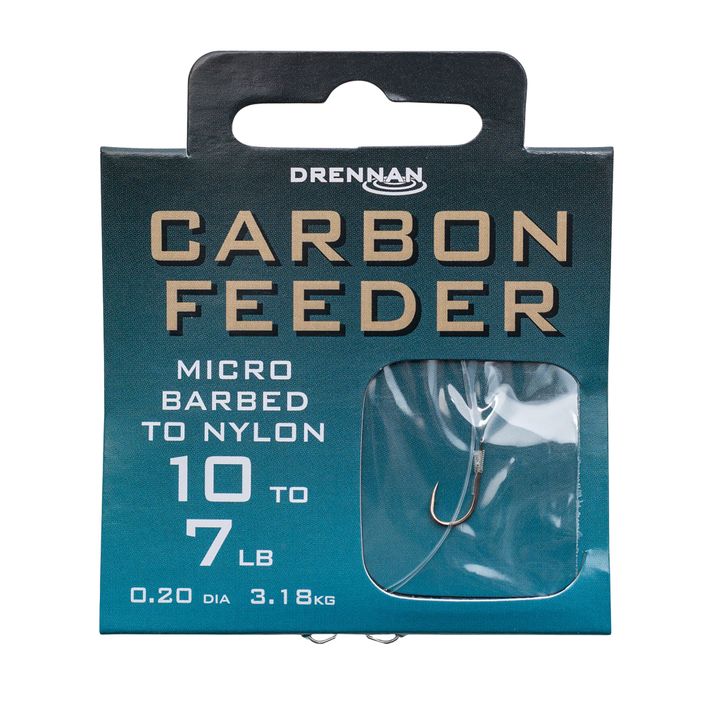 Drennan Carbon Feeder cârlig și barbă + linie 8 perechi de conducător maro methode HNCFDM016 2