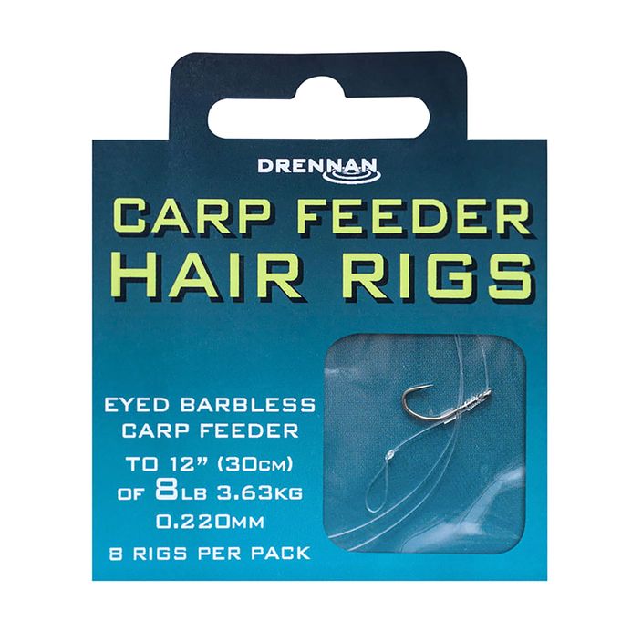 Drennan Carp Feeder Hair Rigs Metode lider cu ochiuri de cârlig fără barbe 8 + linie 8 clar HNHCFD016 2