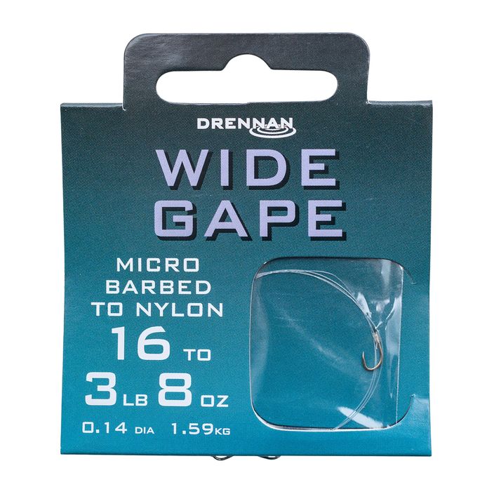 Drennan Wide Gape methode leader micro barbless cârlig + linie 8 buc. clar HNWDGM018 2
