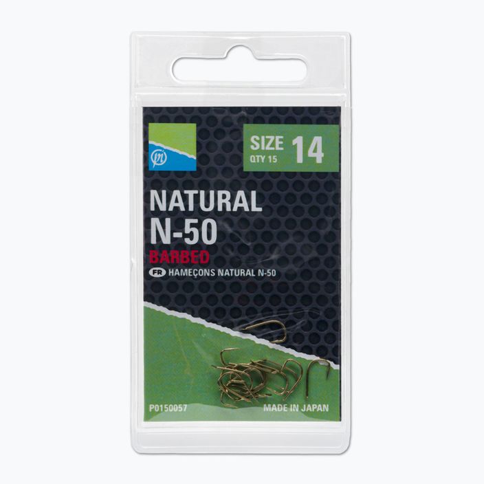 Preston Natural N-50 15 bucăți de cârlige de pescuit de aur P0150057 3