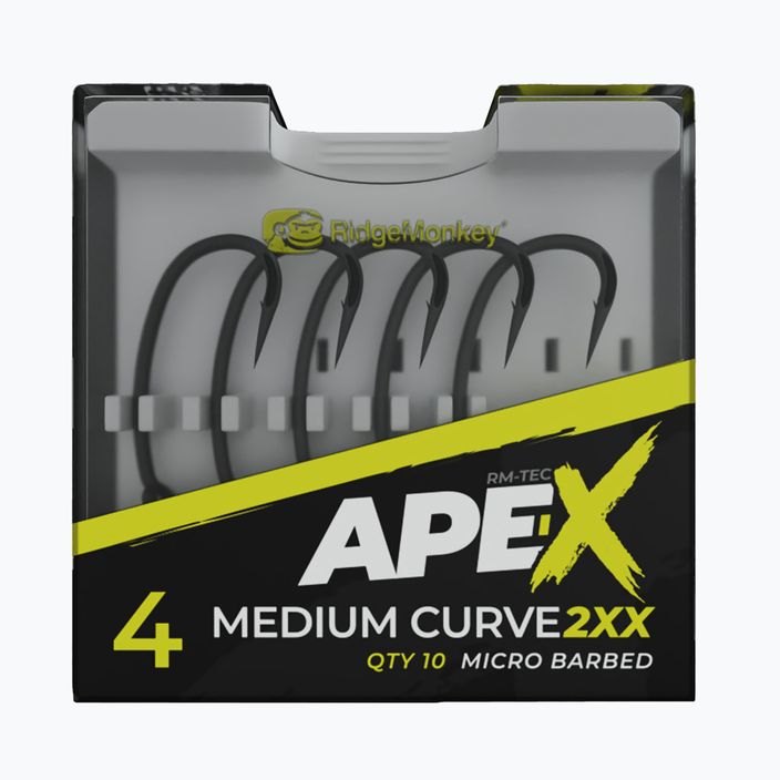 Ridge Monkey Ape-X Ape-X Medium Curve Barbed Hooks 2XX cu ghimpii gri RMT256 2