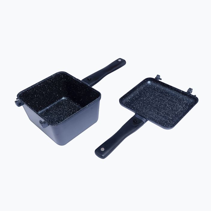 RidgeMonkey Connect Connect Deep Pan și Griddle Granite Edition Cratiță cu tigaie neagră RM778 set de produse 5
