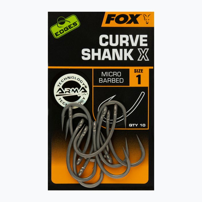 Fox Edges Curve Shank X crap cârlige gri CHK223 2