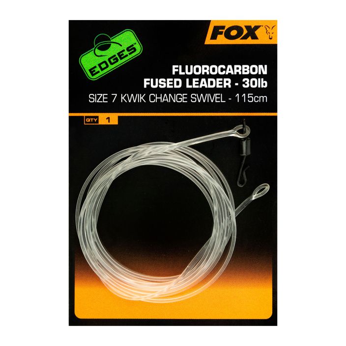 Fox Fluorocarbon lider de crap Fused Leader 30 lb - Kwik Change Swivel 115 cm transparent CAC717 2