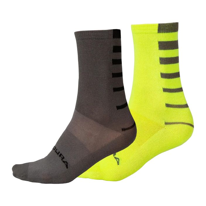 Șosete de ciclism pentru bărbați Endura Coolmax Stripe 2-pak hi-viz yellow/grey 2