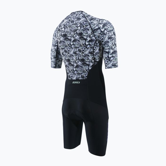 Combinezon de triathlon pentru bărbați ZONE3 Lava Short Sleeve Trisuit white/gravel 3