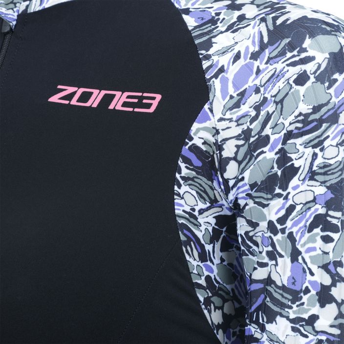 Combinezon de triathlon pentru femei ZONE3 Lava Short Sleeve Trisuit white/gravel 4