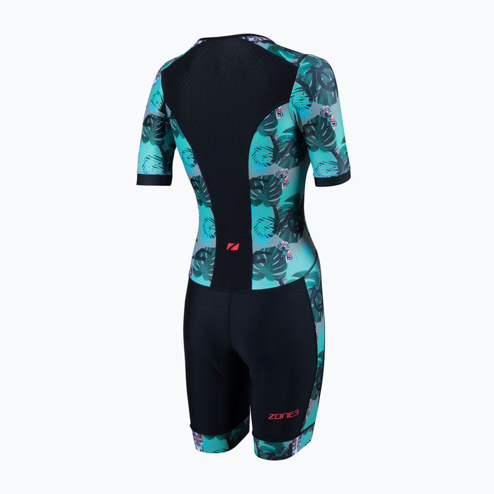 Combinezon de triathlon pentru femei ZONE3 Activate+ Short Sleeve Trisuit tribal rush/black/khaki 2