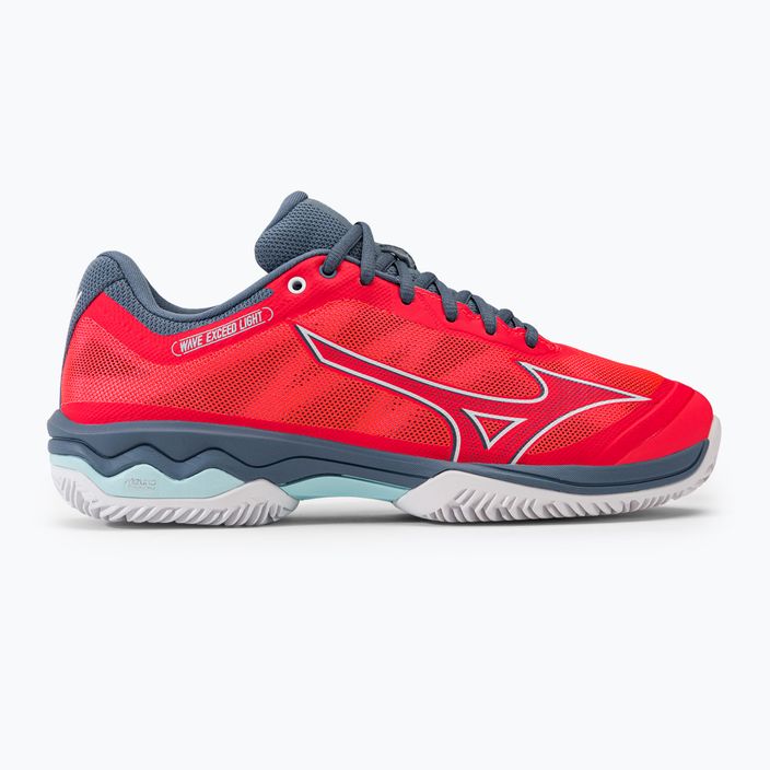 Pantofi de tenis pentru femei Mizuno Wave Exceed Light CC Fierry Coral 2/White/China Blue 61GC222158 2
