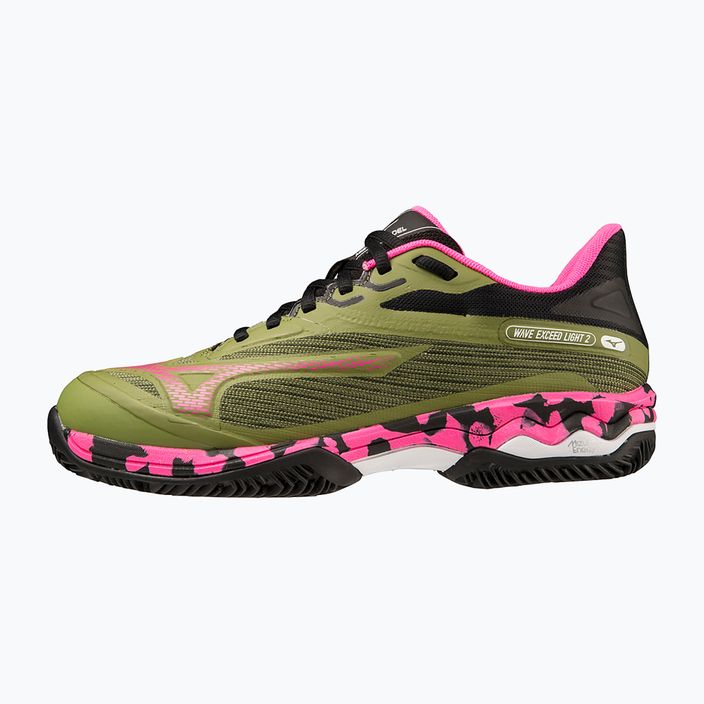 Pantofi de padel Mizuno Wave Exceed Light 2 Padel pentru femei calliste verde / roz glo / negru 8