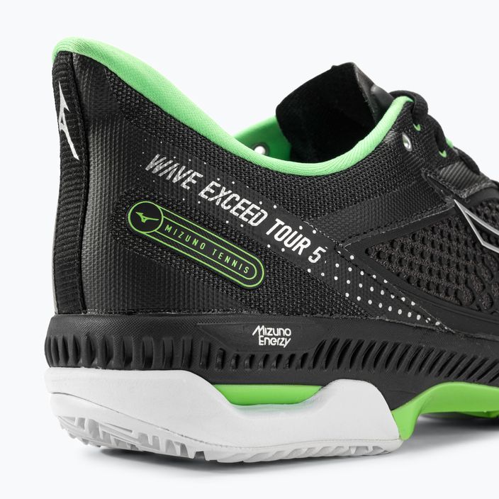 Pantofi de tenis pentru bărbați Mizuno Wave Exceed Tour 5 CC negru / argintiu / verde techno 11