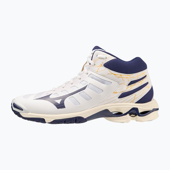 Pantofi de volei pentru bărbați Mizuno Wave Voltage Mid alb / panglică albastră / aur mp 3