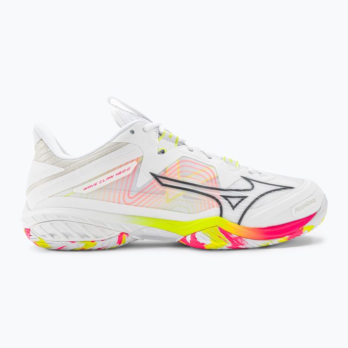 Pantofi de badminton pentru bărbați Mizuno Wave Claw Neo 2 alb / lunar rock / high vis pink 2