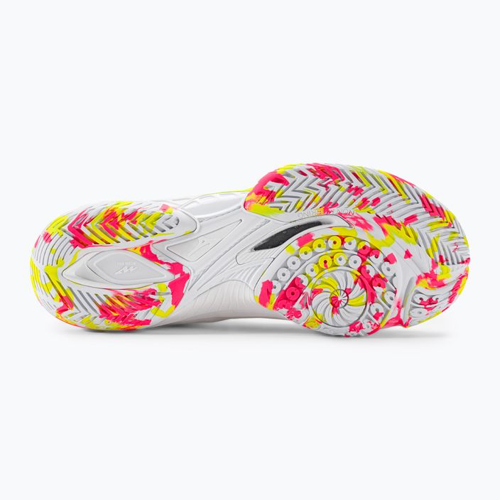 Pantofi de badminton pentru bărbați Mizuno Wave Claw Neo 2 alb / lunar rock / high vis pink 6