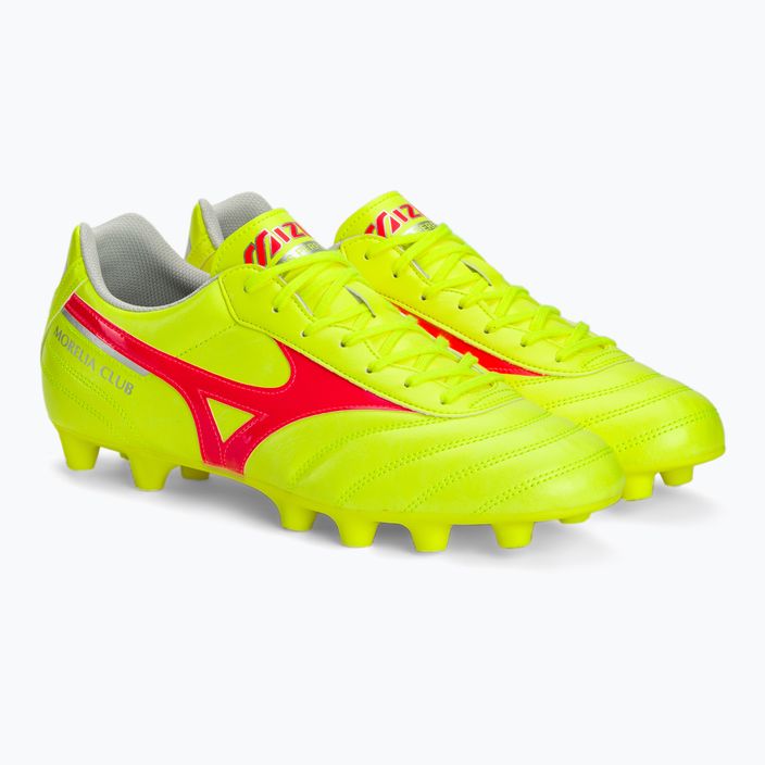 Încălțăminte de fotbal pentru bărbați Mizuno Morelia II Club MD safety yellow/fiery coral 2/galaxy silver 4