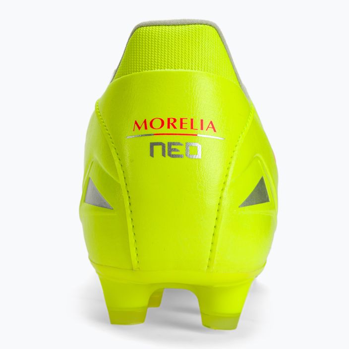 Încălțăminte de fotbal pentru bărbați Mizuno Morelia Neo IV Pro MD safety yellow/fiery coral 2/galaxy silver 8