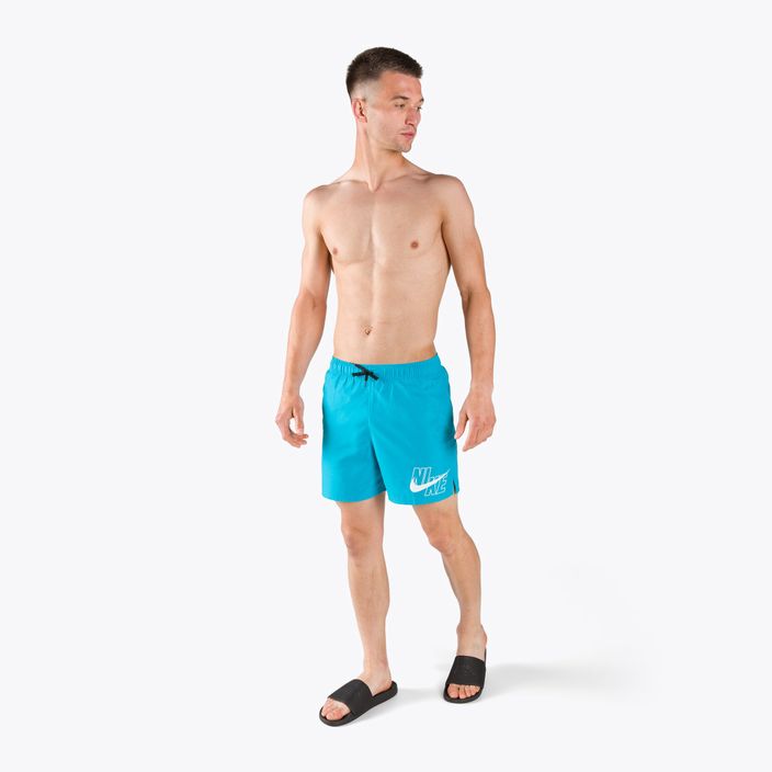 Pantaloni scurți de baie Nike Logo Solid 5" Volley pentru bărbați, albastru NESSA566-406 2