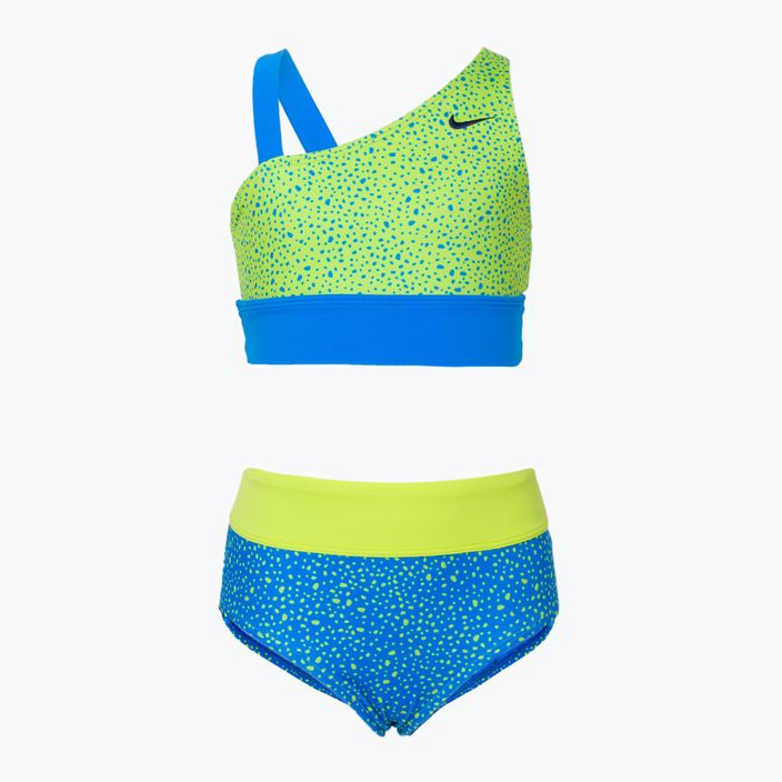 Costum de baie din două piese pentru copii Nike Water Dots Asymmetrical albastru NESSC725-458