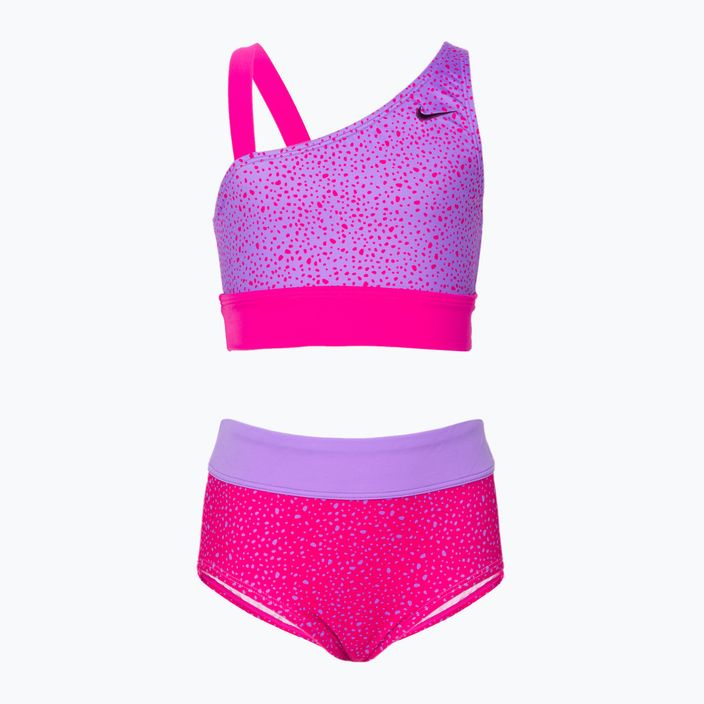 Costum de baie din două piese pentru copii Nike Water Dots Asymmetrical roz NESSC725-672