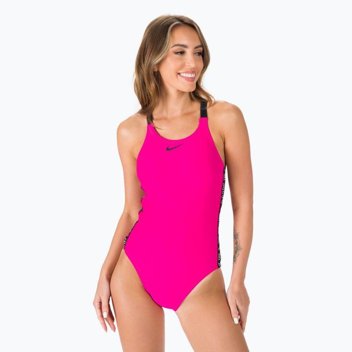 Costum de baie dintr-o singură piesă pentru femei Nike Logo Tape Fastback roz NESSB130-672 3