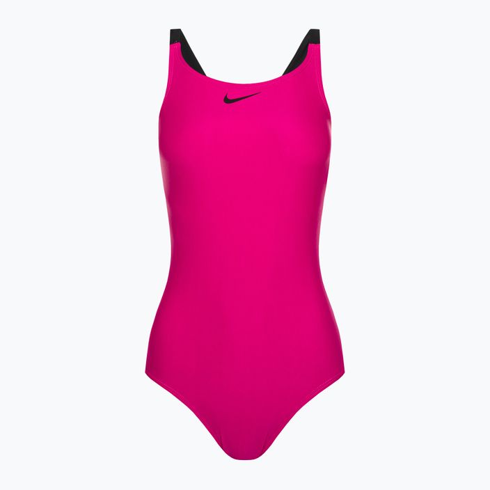 Costum de baie dintr-o singură piesă pentru femei Nike Logo Tape Fastback roz NESSB130-672