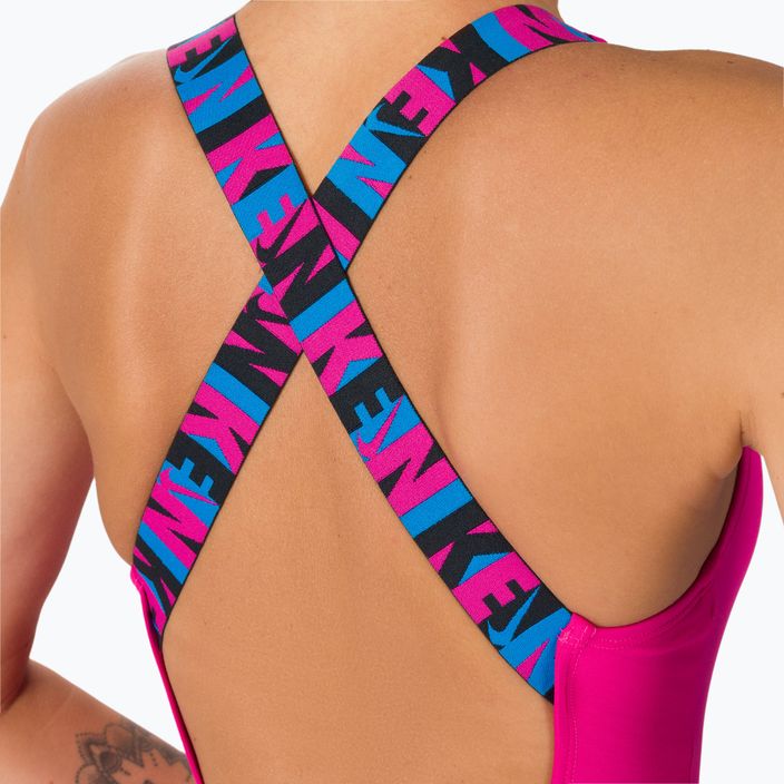 Costum de baie dintr-o singură piesă pentru femei Nike Logo Tape Crossback roz NESSC262-672 5