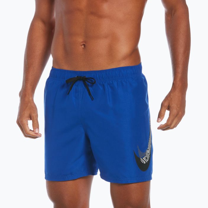 Pantaloni scurți de baie Nike Liquify Swoosh 5" Volley pentru bărbați, albastru NESSC611-494
