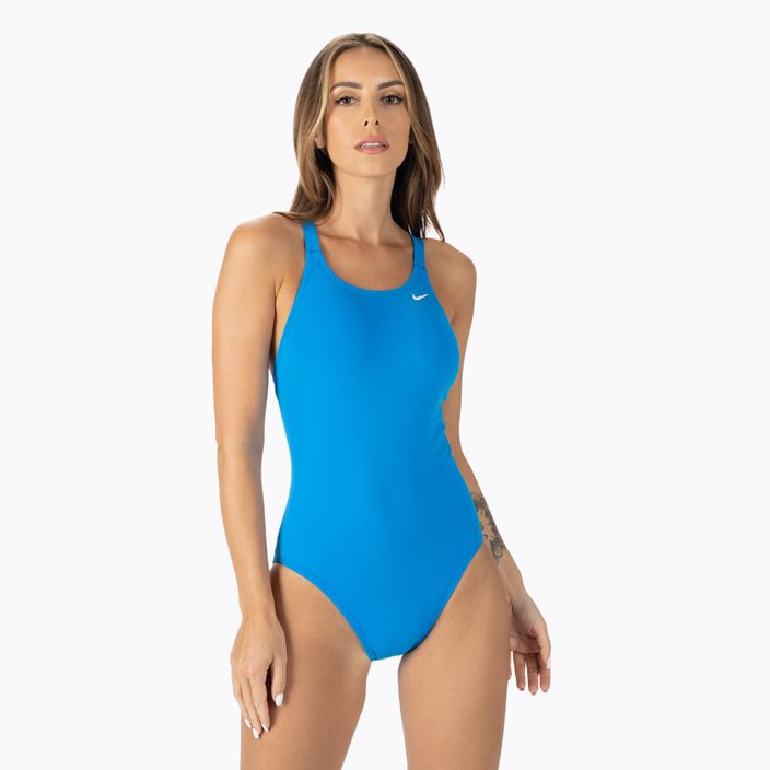 Costum de baie dintr-o singură piesă pentru femei Nike Hydrastrong Solid Fastback albastru NESSA001-458