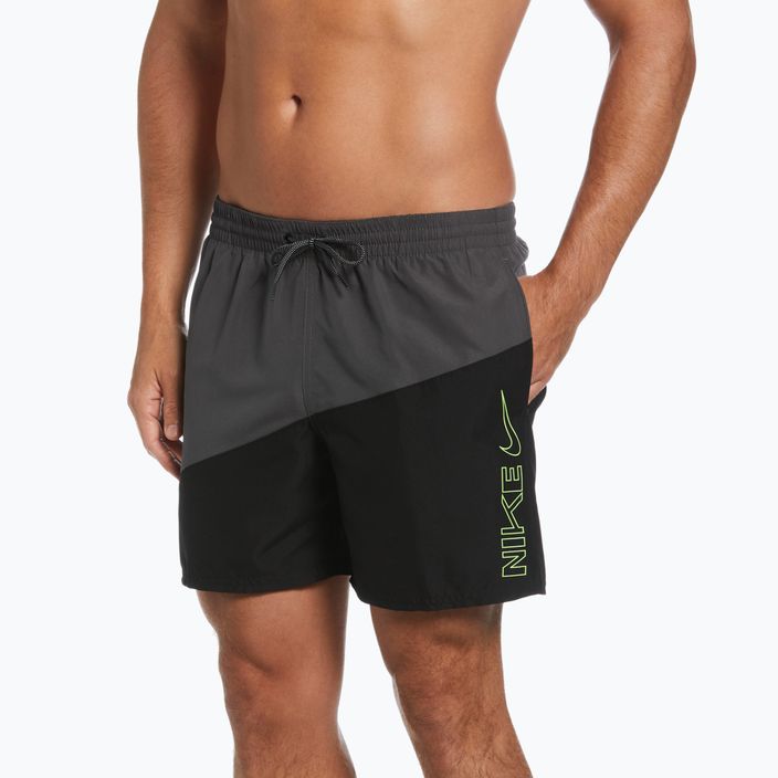 Bărbați Nike Block Swoosh 5" Volley pantaloni scurți de înot negru NESSC492-001 3