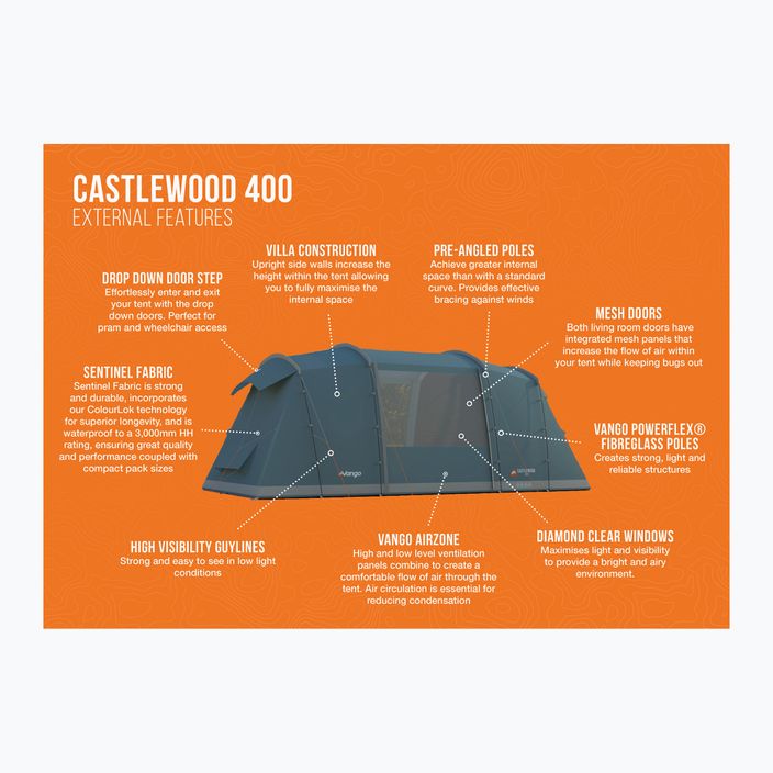 Vango Castlewood 400 pachet verde mineral verde cort de camping pentru 4 persoane 2