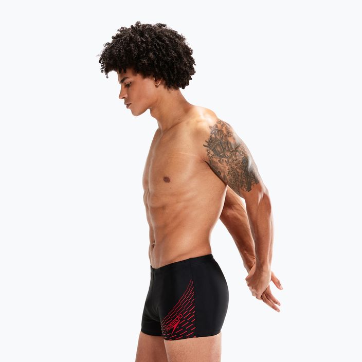 Boxeri de înot Speedo Medley Logo Aquashort pentru bărbați, negru și roșu 8-1135406871 6