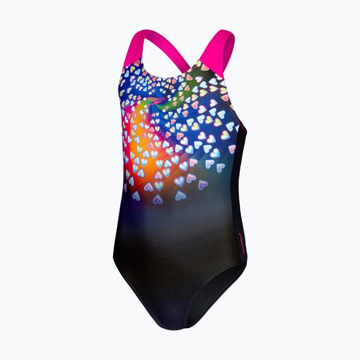 Speedo Digital Placement Splashback Costum de baie pentru copii dintr-o singură piesă negru și roz 8-00262514738 4