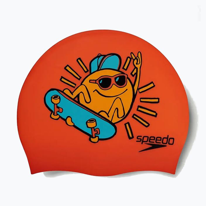 Șapcă de înot pentru copii Speedo Junior Printed Silicone portocalie/galbenă pentru copii 2
