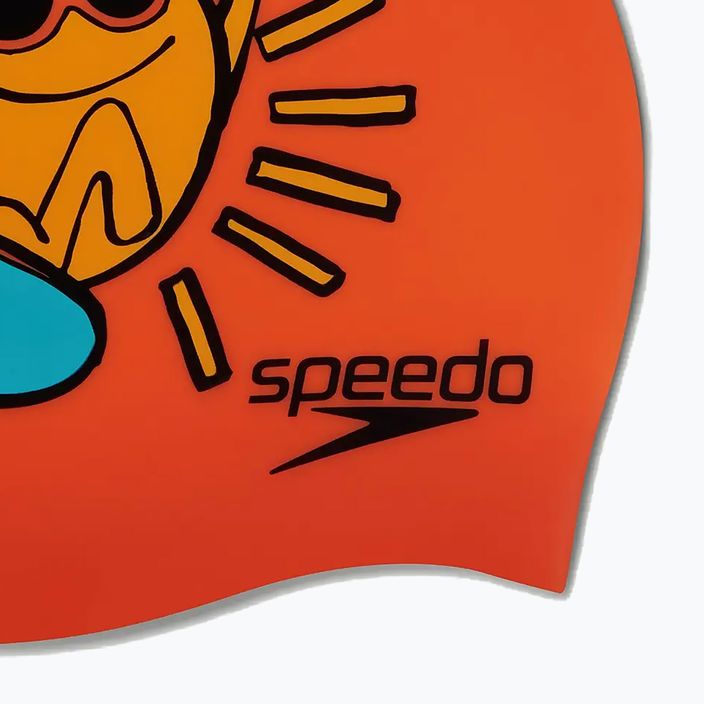 Șapcă de înot pentru copii Speedo Junior Printed Silicone portocalie/galbenă pentru copii 4