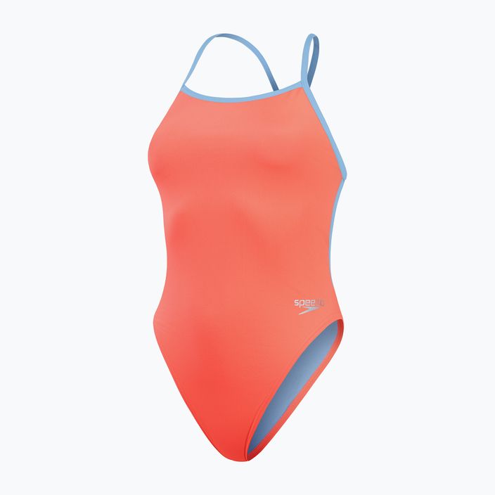 Costum de baie dintr-o bucată pentru femei Speedo Solid Vback disco peach/curious blue