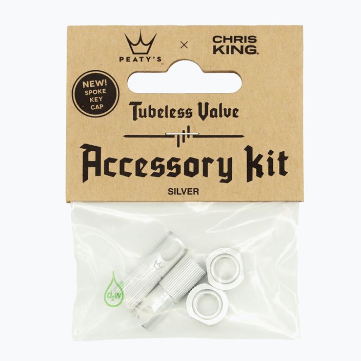 Peaty's X Chris King Mk2 Tubeless Valves Kit de accesorii pentru valve argintii 83805