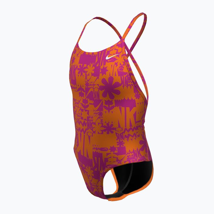 Costum de baie dintr-o bucată pentru copii Nike Hydrastrong Lace Up Back total orange 3
