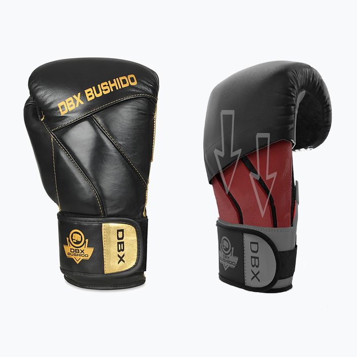 Mănuși de box din piele naturală Bushido, negru, B-2v14-10oz 10