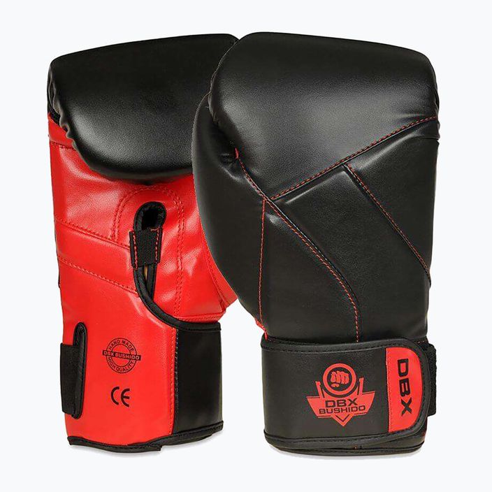 Mănuși de box DBX BUSHIDO "Hammer - Red" Muay Thai negre/roșii