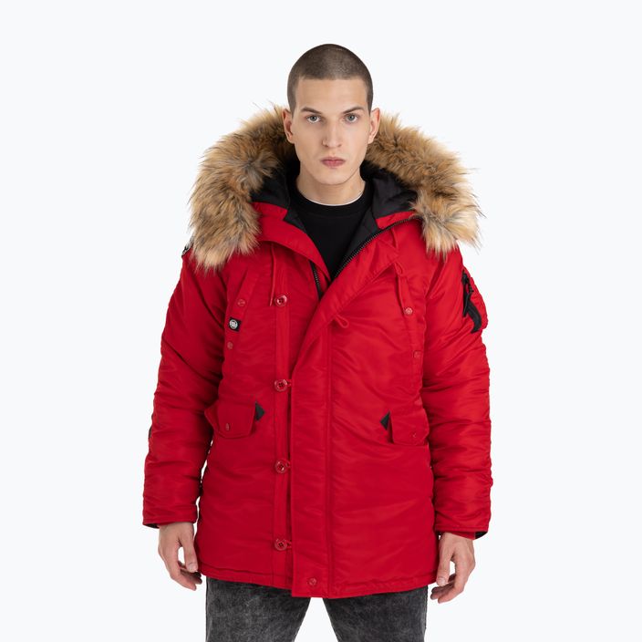 Jachetă de iarnă pentru bărbați Pitbull West Coast Fur Parka Alder red
