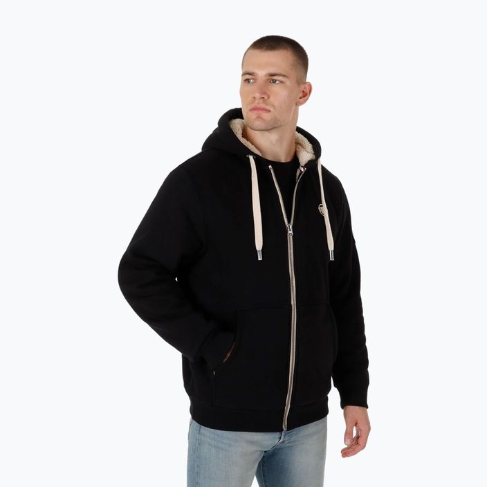 Bluză pentru bărbați Pitbull Zip Sherpa 2 Ruffin Hooded black