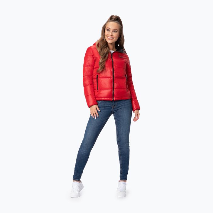 Jachetă pentru femei în jos Pitbull West Coast Shine Quilted Hooded red 2