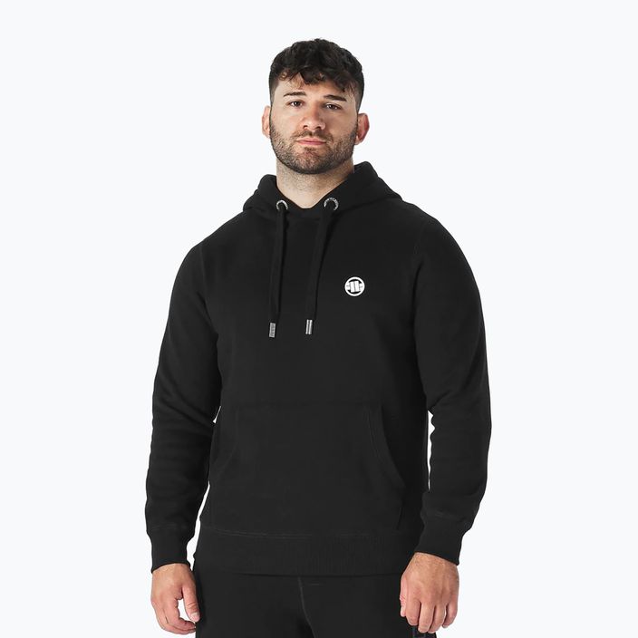 Tricou cu glugă cu glugă negru pentru bărbați Pitbull West Coast Small Logo Hooded