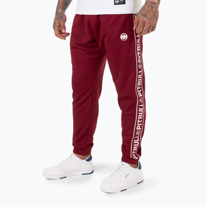 Pantaloni de trening Pitbull West Coast pentru bărbați Bandă Logo Terry Group burgundy