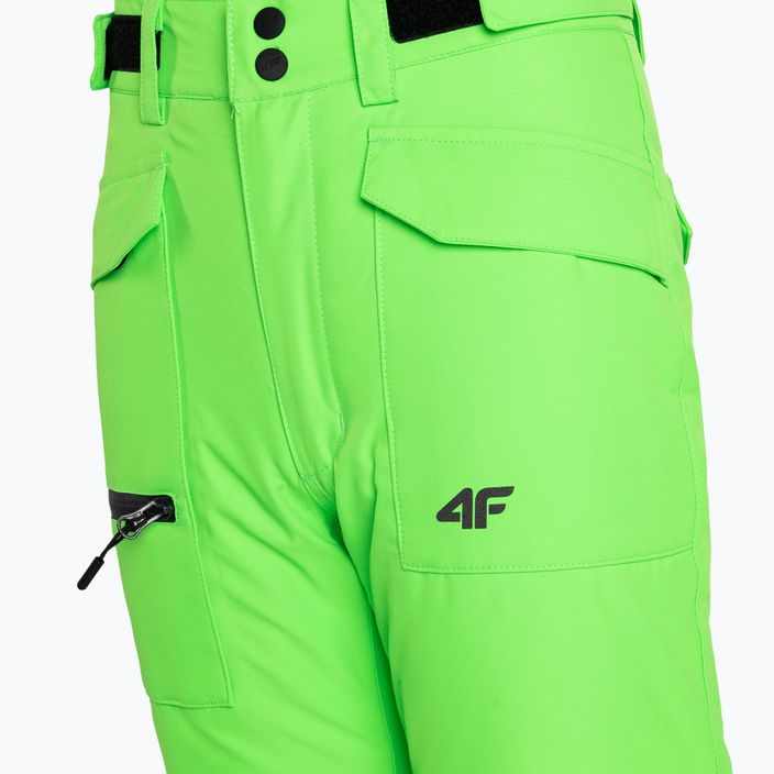 Pantaloni de schi pentru copii 4F M360 verde neon pentru copii 5