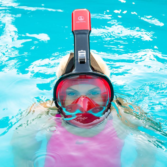 Mască integrală de snorkeling AQUASTIC roșie SMA-01SC 9