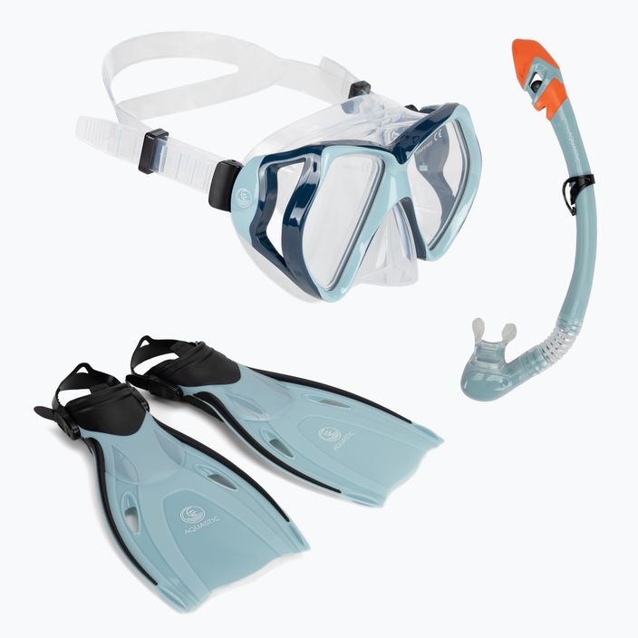 Set de snorkeling AQUASTIC Shoal mască + tub + labe albastru