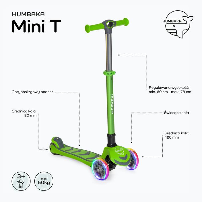 HUMBAKA Mini T scuter cu trei roți pentru copii verde HBK-S6T 2