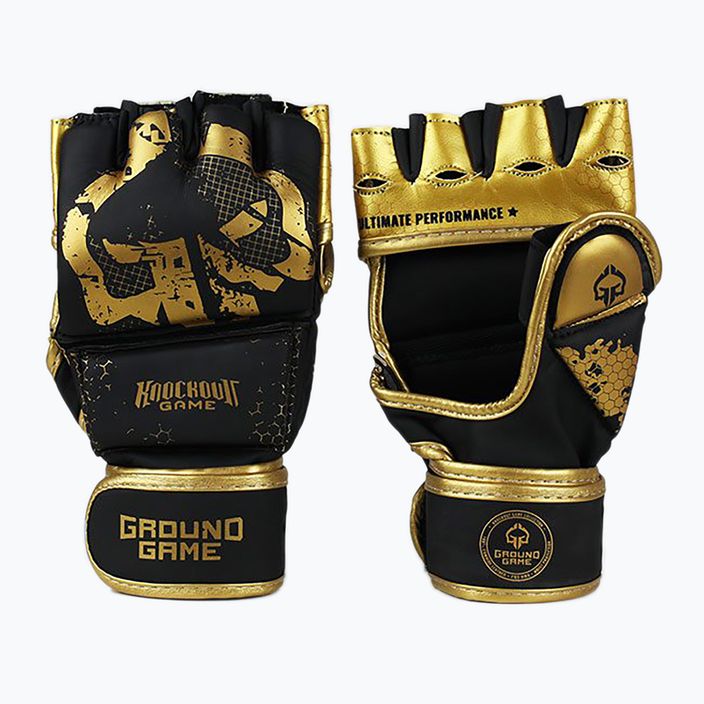 Mănuși de sparring pentru bărbați GroundGame MMA Cage Gold, negru, MMAGLOCGOLDSM 6